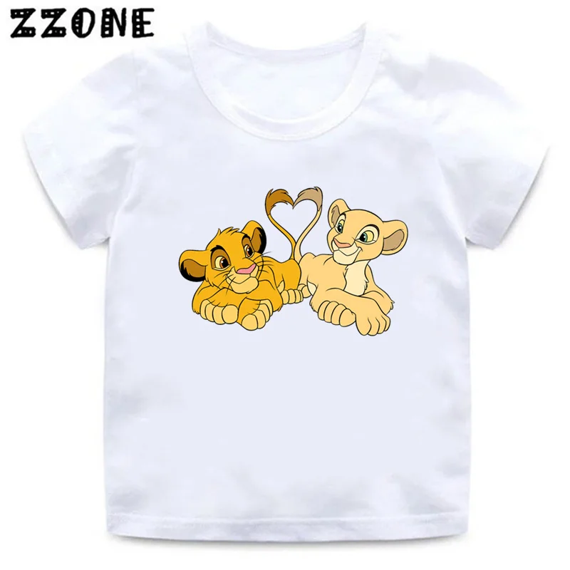 Hot Sale The Lion King Cute Simba Print Cartoon Kids T-Shirts Funny Girls Clothes Baby Boys T shirt Summer Children Tops,ooo5315