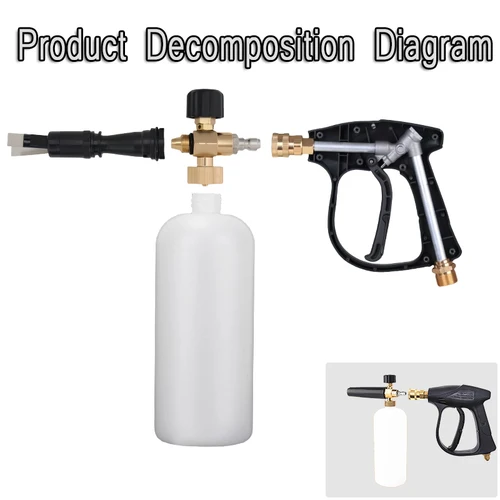 Imagen 1 del producto Pistola de lavado de alta presión, juego de boquillas múltiples totalmente de cobre, interfaz M22 de cañón de espuma de conexión rápida 1/4 para limpieza de lavado de coches