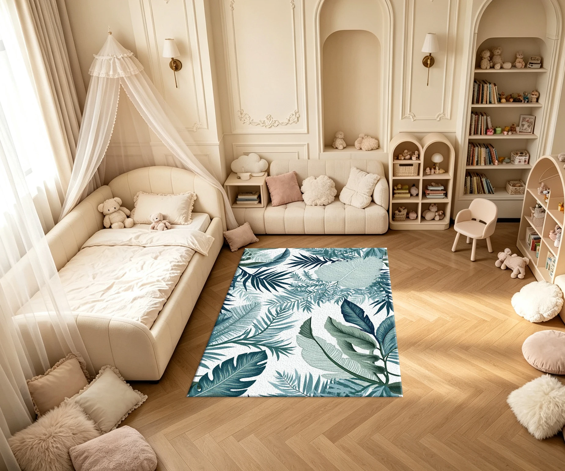 Tropical Green Palm Banana Leaf Carpet Flooring Jungle Botanical Household Indoor Decor Floor Rug