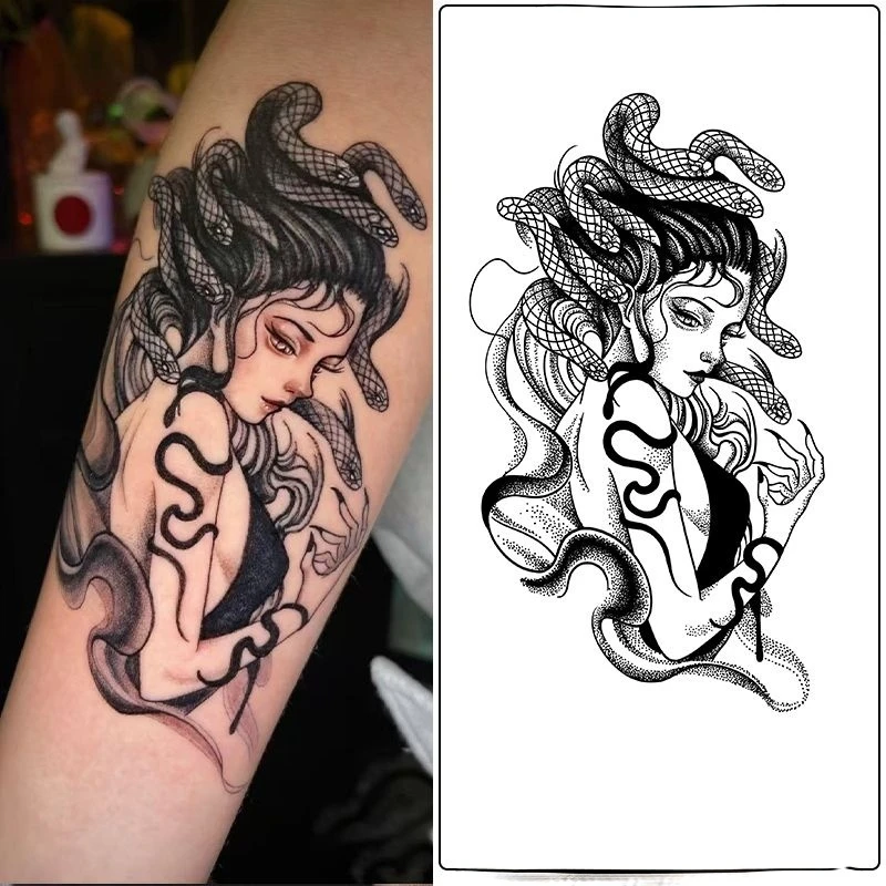 

Hydra Medusa Temporary Tattoos Mythical Goddess Cartoon Waterproof Fake Tattoo Sticker Realistic Body Art Transfer Tattoo