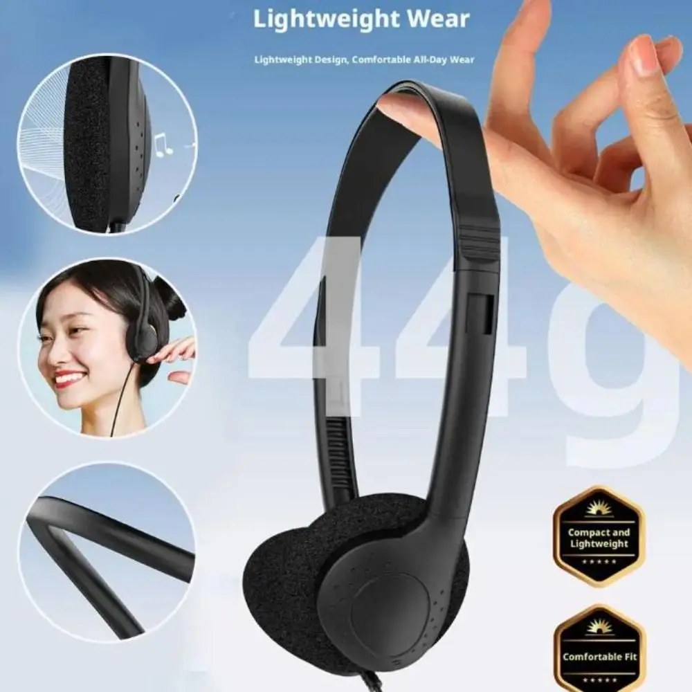 Universal Headset 3.5MM Headworn Wired Headset Black Folding Style Cellular Wired Headset ABS PVC Wired Headworn Earphones Gift