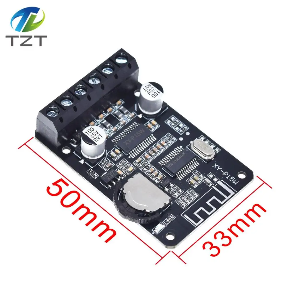 DIYTZT 10W/15W/20W Stereo Bluetooth Power Amplifier Board 12V/24V High Power Digital Amplifier Module XY-P15W