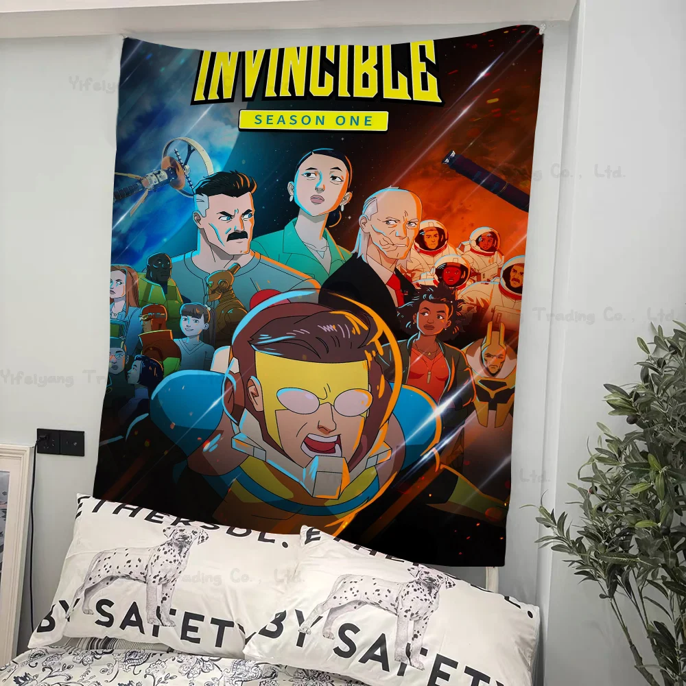 I-Invincible Cartoon Hippie Wall Hanging Tapestries For Living Room Home Dorm Decor Kawaii Room Decor