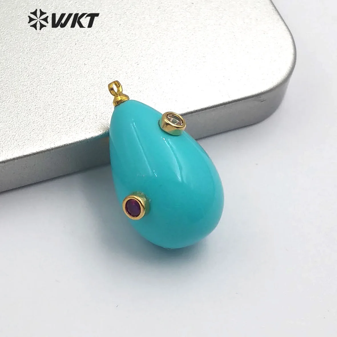 WT-MP138 WKT Natural Pearl & CZ Pendant Irregular Pearl With CZ Charm Women Fashion Necklace Women Gift Jewelry Findings