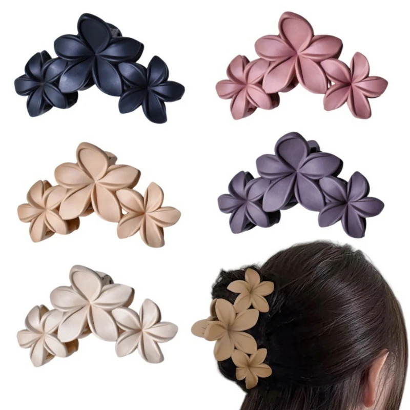 Flower Hair Clips Female Vintage Temperament Versatile Plate Hair Clips Headdress Shark Clip Grabs Clip Hair Accessories Frosted