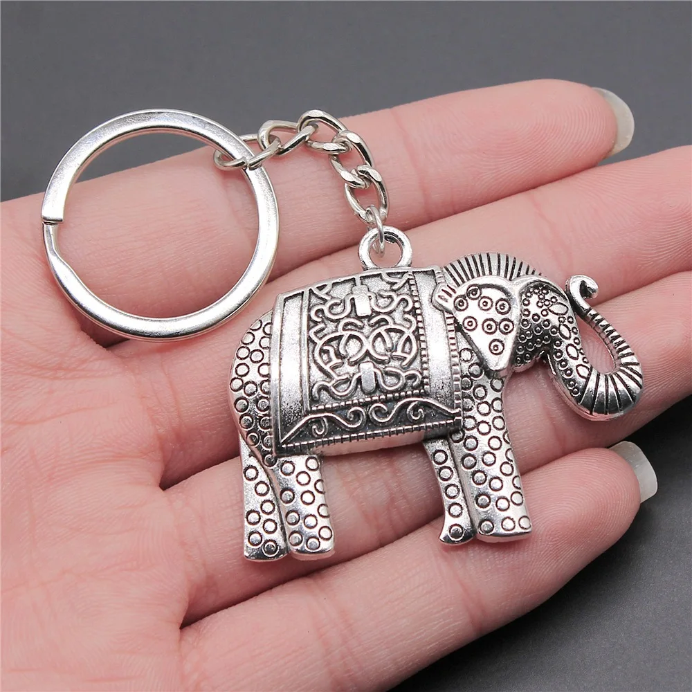 Dropshipping Souvenirs Gift Men Keychain 2 Colors 38x48mm Elephant Pendant Keyring