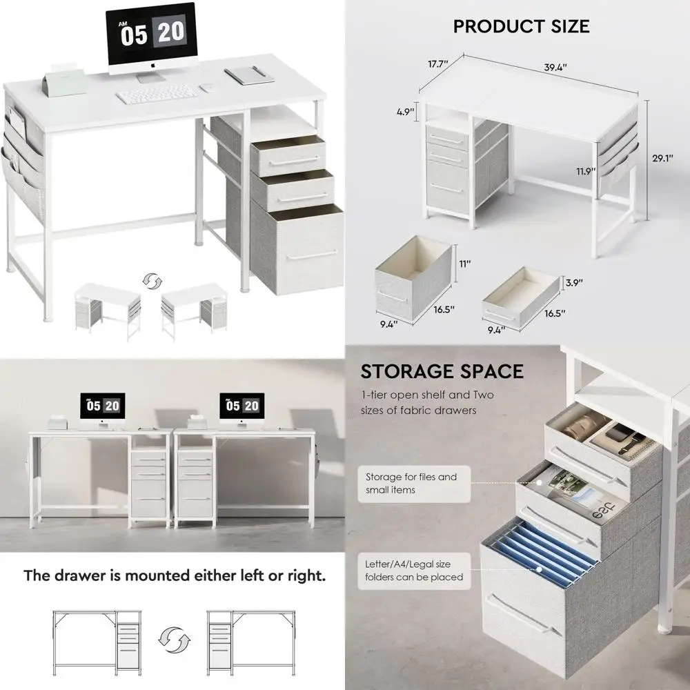 

Компактный 40-дюймовый стол с ящиками и полками для хранения для небольшого офиса и письменного пространства