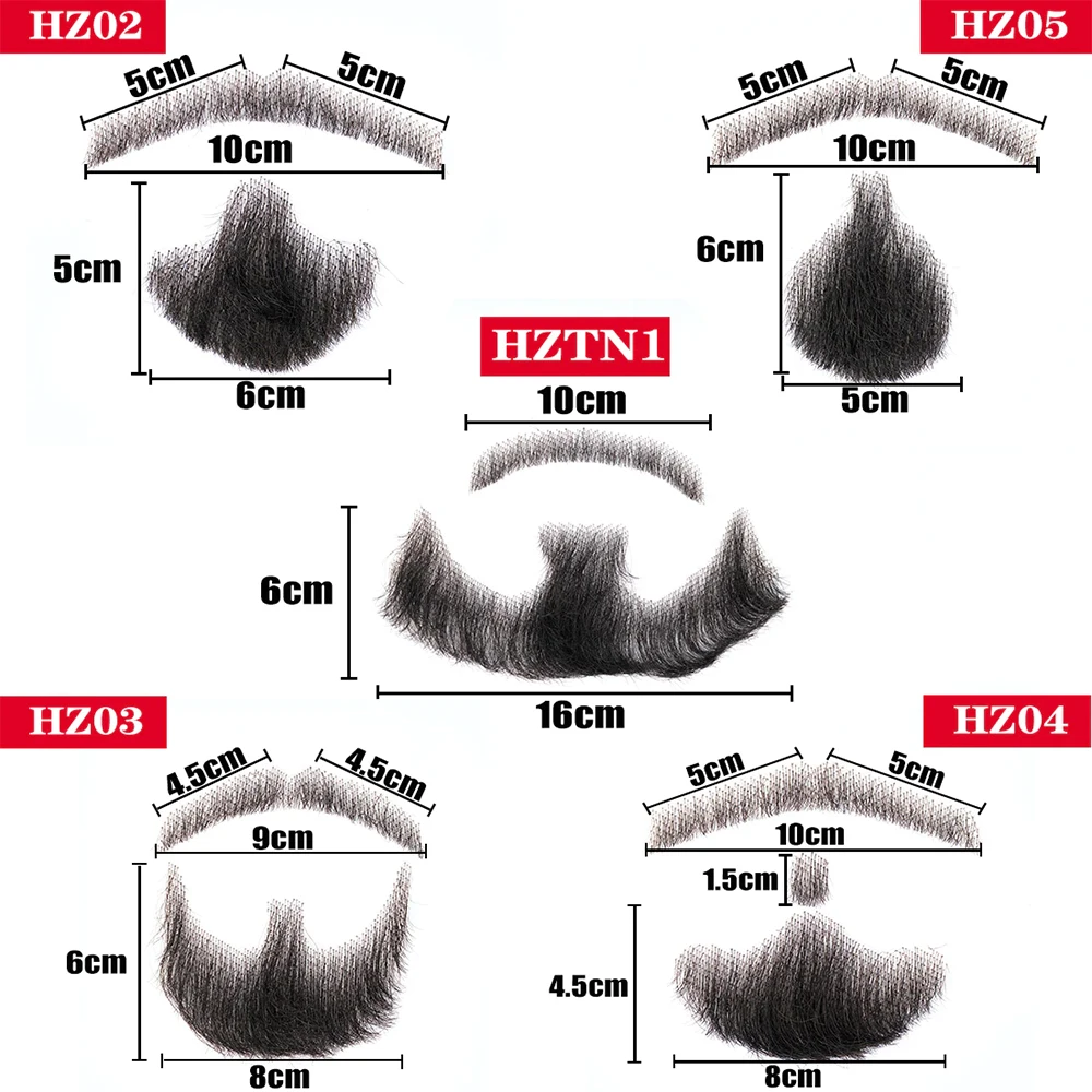 성인 남성용 가짜 얼굴 수염 및 콧수염, 현실적인 메이크업 레이스 보이지 않는 가짜 수염, 검은 코스튬 수염