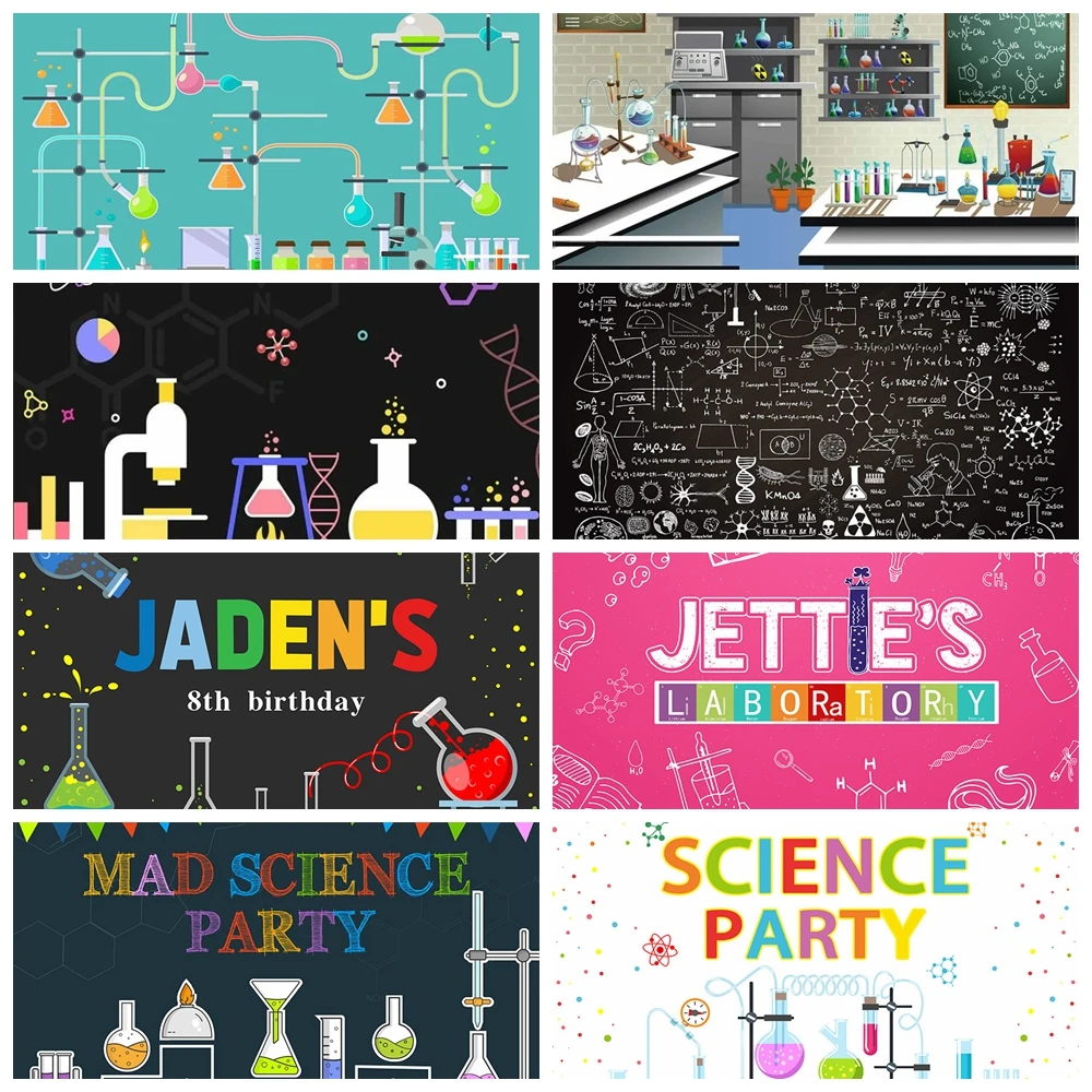 Science Photography Background Customized Funny Scientist Birthday Background Party Portrait Decoration Props Photography Studio