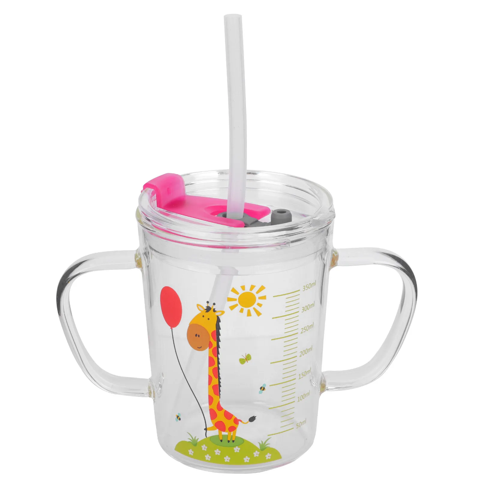 

Стеклянная чашка для детей с трубочкой, для питья молока, для малышей, с мерной шкалой, для завтрака