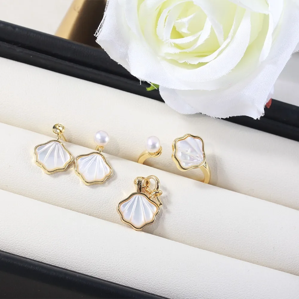 

Домашняя сумка 14 карат, инъекция золота, серьги-ракушки, серьги-подвески с жемчугом, набор колец, пустой держатель, аксессуары «сделай сам», женские аксессуары