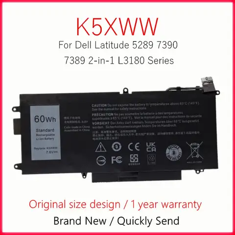 7,6 V 60wh batería del ordenador portátil para DELL Latitude 5289 E5289 7390 7389 2 en 1 serie L3180 K5XWW P29S 6CYH6 71TG4 725KY N18GG