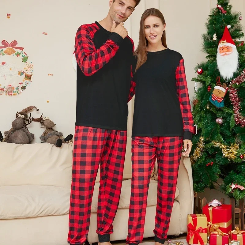 2024 New Year Clothes Christmas Matching Outfits Mother Father Kids Pajamas Set DIY Plaid Clothing Sets Xmas Family Look Pyjamas