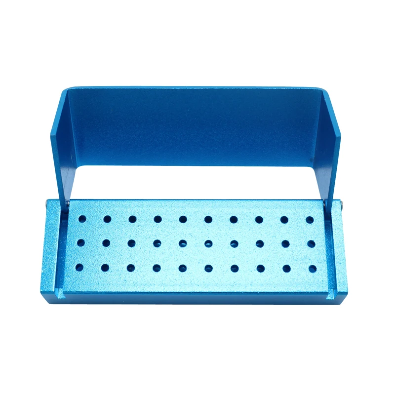 30 Holes Aluminium Dental Burs Holder Block Box Disinfection Case for FG/RA Burs High/Low Speed Fit Burs Points Dual Purpose