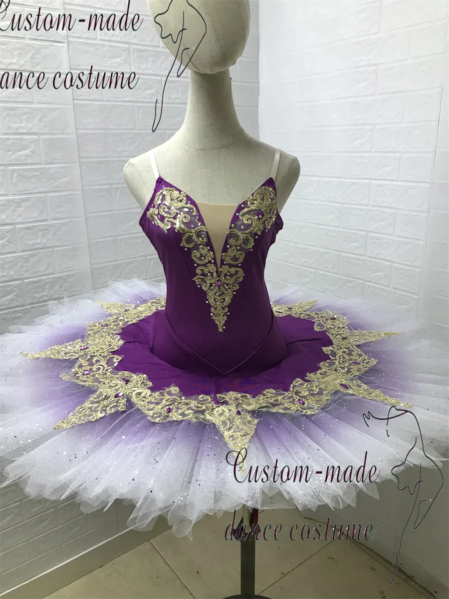 

Purple Simplified Version Ballet Dance Short Skirt. Professional classical pancake ballet dress performance costumes for adult a