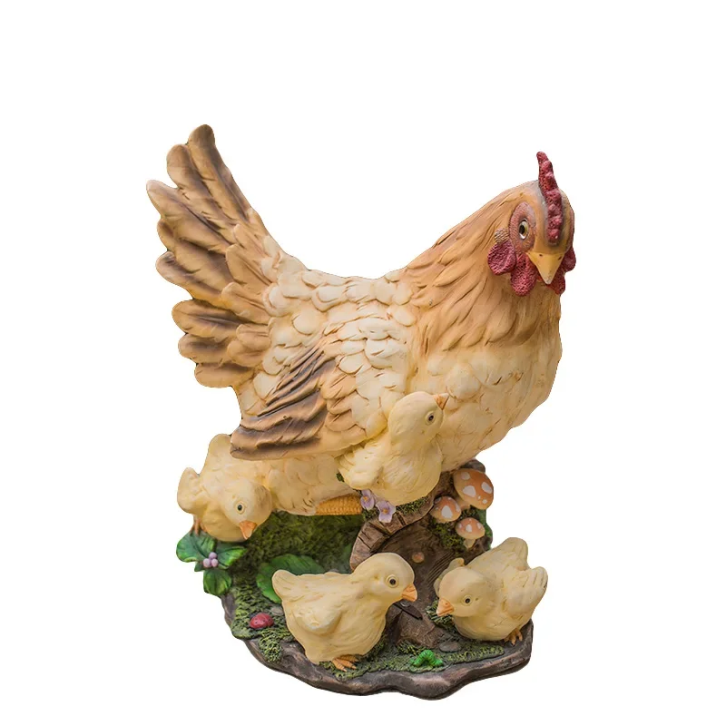 Outdoor garden decoration garden agritainment decorative resin simulation animal chicken ornament rooster model ornament