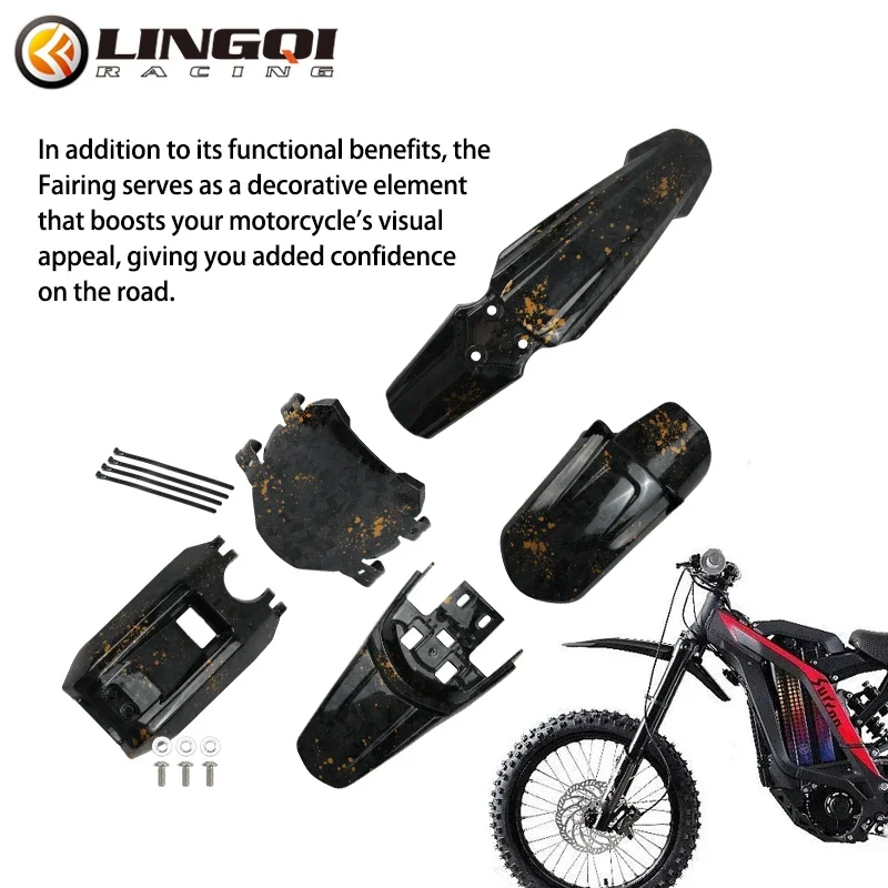 

LINGQI RACING Water Transfer Carbon Fiber Plastic Fairing Front Rear Fender Kits Number Plate For Light Bee X S E-bike Original