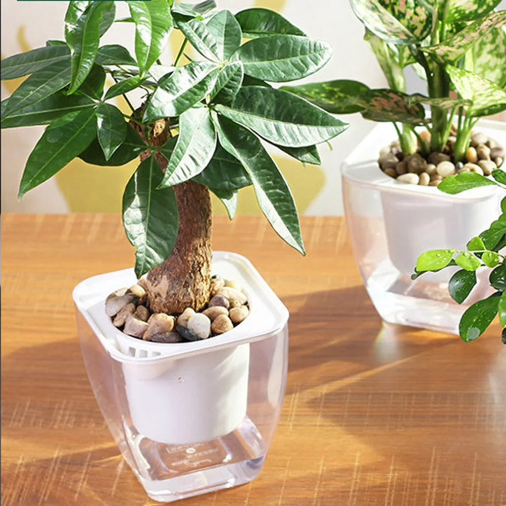 

Fully Transparent Flower Pot Planter Artificial Indoor Flowerpot Self-watering Multifunctional