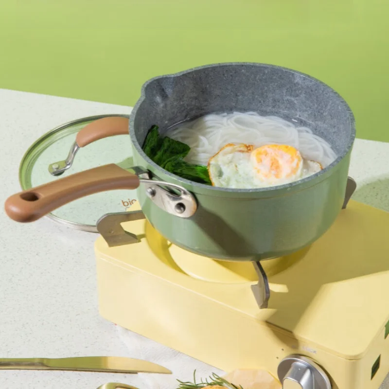 Carrot Non-Stick Milk Pot Baby Food Cooker Mini Fry Pan Noodle Pot Home Soup 18cm Milk Pot Gas Induction Cooker Universal