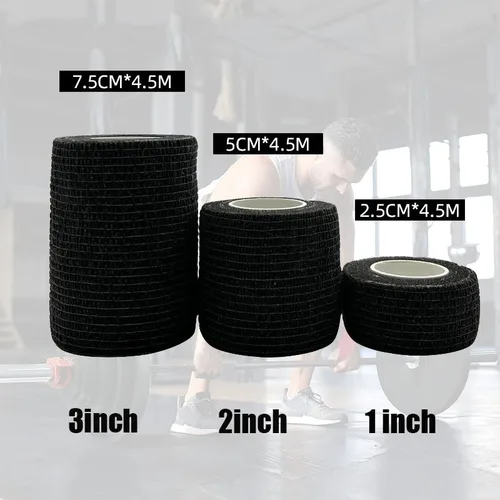 Vendaje autoadhesivo de 6/12/24 Uds., cinta atlética elástica, vendaje cohesivo elástico Flexible y transpirable negro para primeros auxilios