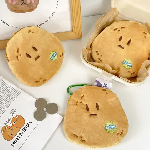 Kawaii patates bozuk para cüzdanı, yaratıcı saklama çantası, komik para çantası, ruj zarf, sevimli çocuklar saklama çantası, kız arkadaşı hediye oyuncaklar