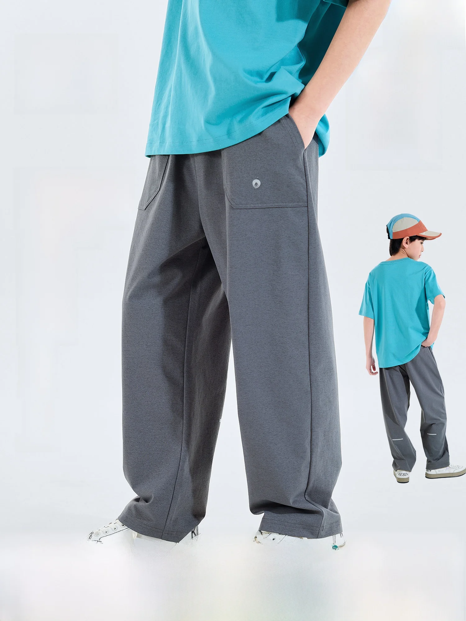

Quick Dry Sports Pants for Boys Children's Long Summer Trousers Teenage Clothing Gray Straight Leg Casual Polyester Fiber