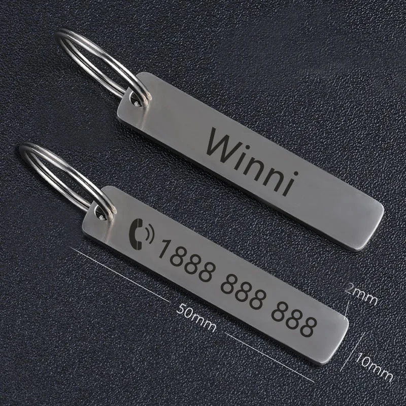 ส่วนบุคคลพวงกุญแจสแตนเลสโลโก้ Anti Loss Car Key แหวนชื่อ/โทรศัพท์แกะสลักของขวัญที่กําหนดเองสําหรับชาย/เขาสามีพ่อ