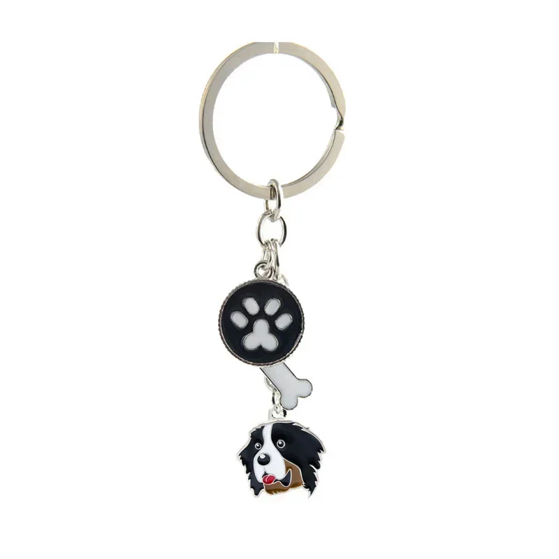 Newest Bernese Mountain dog Keychain pet dog Keyring Pendant Women and Men Jewelry Gift