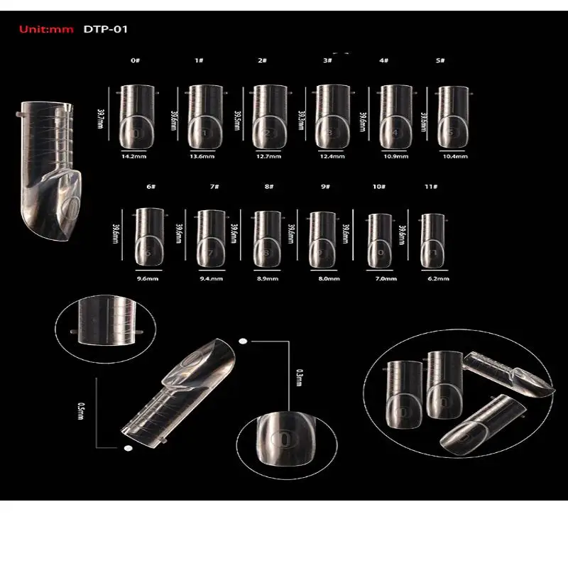 120pcs Ultra-thin French Nail Forms 12 Sizes Perfect C-curve Nail Extension Forms Quick Extension Transparent Nail Dual Forms