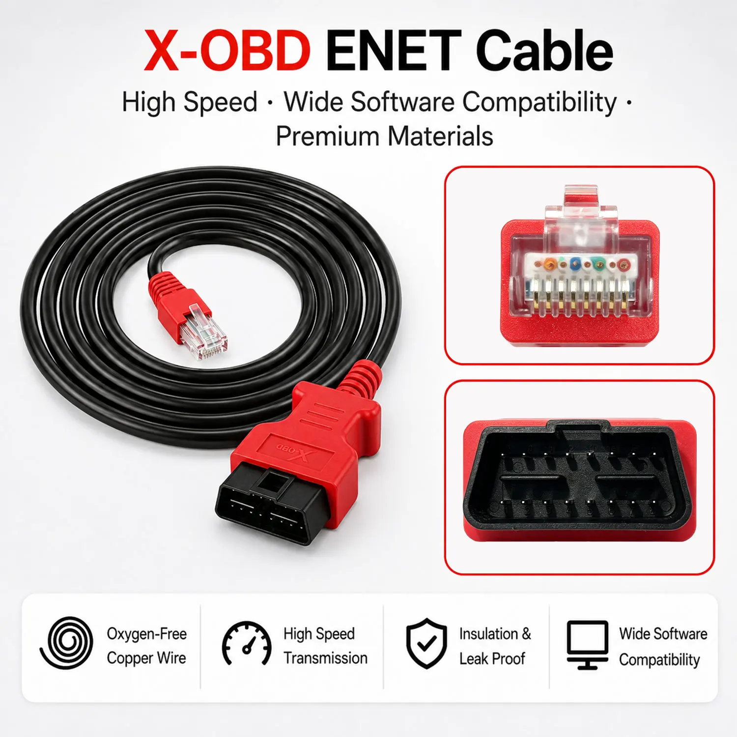 Image of ENET-Kabel für BMW F/G Serie Codierung – 2m Ethernet zu OBD2 Diagnose-Schnittstelle für E-SYS ISTA Bimmercode Bootmod3 – Hochleistungsfähig