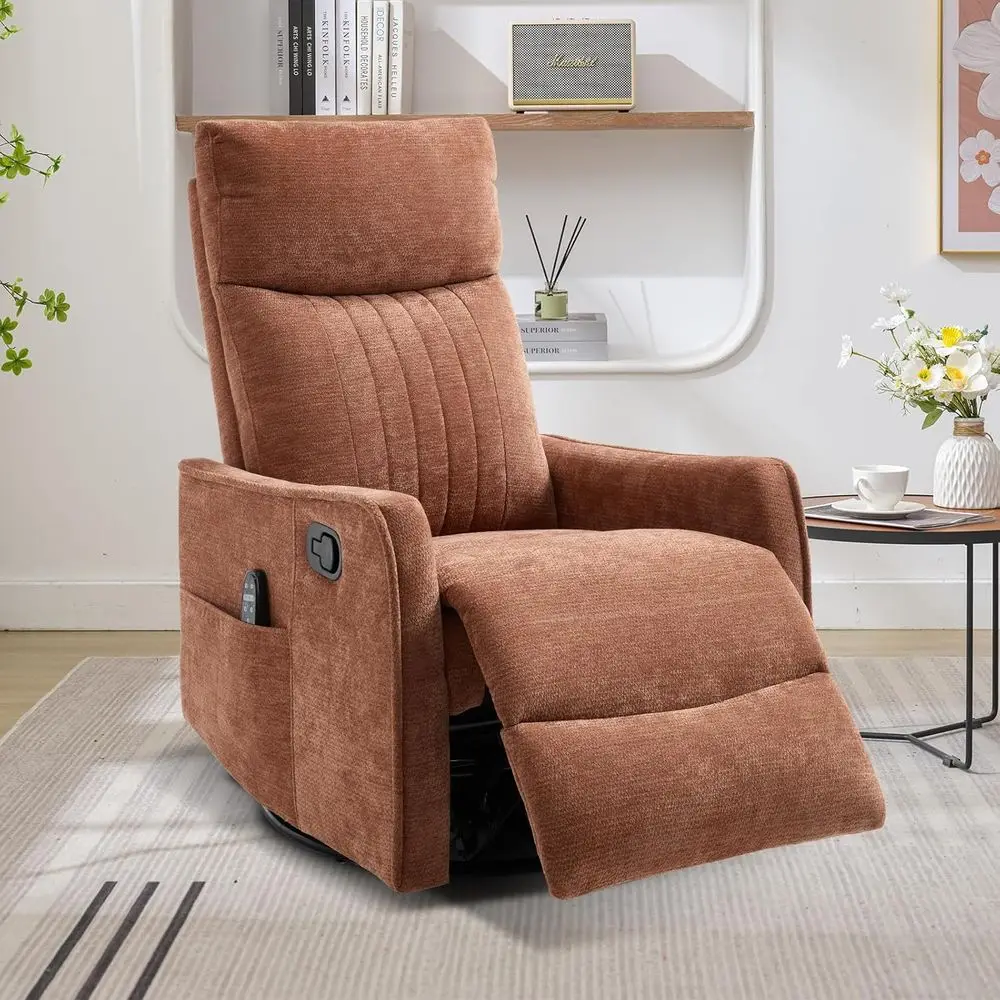 

Swivel Rocker Recliner Chair, 360° Swivel Recliner with Heat and Massage, Rocker Recliner Nursery Glider Chair with Side kets or