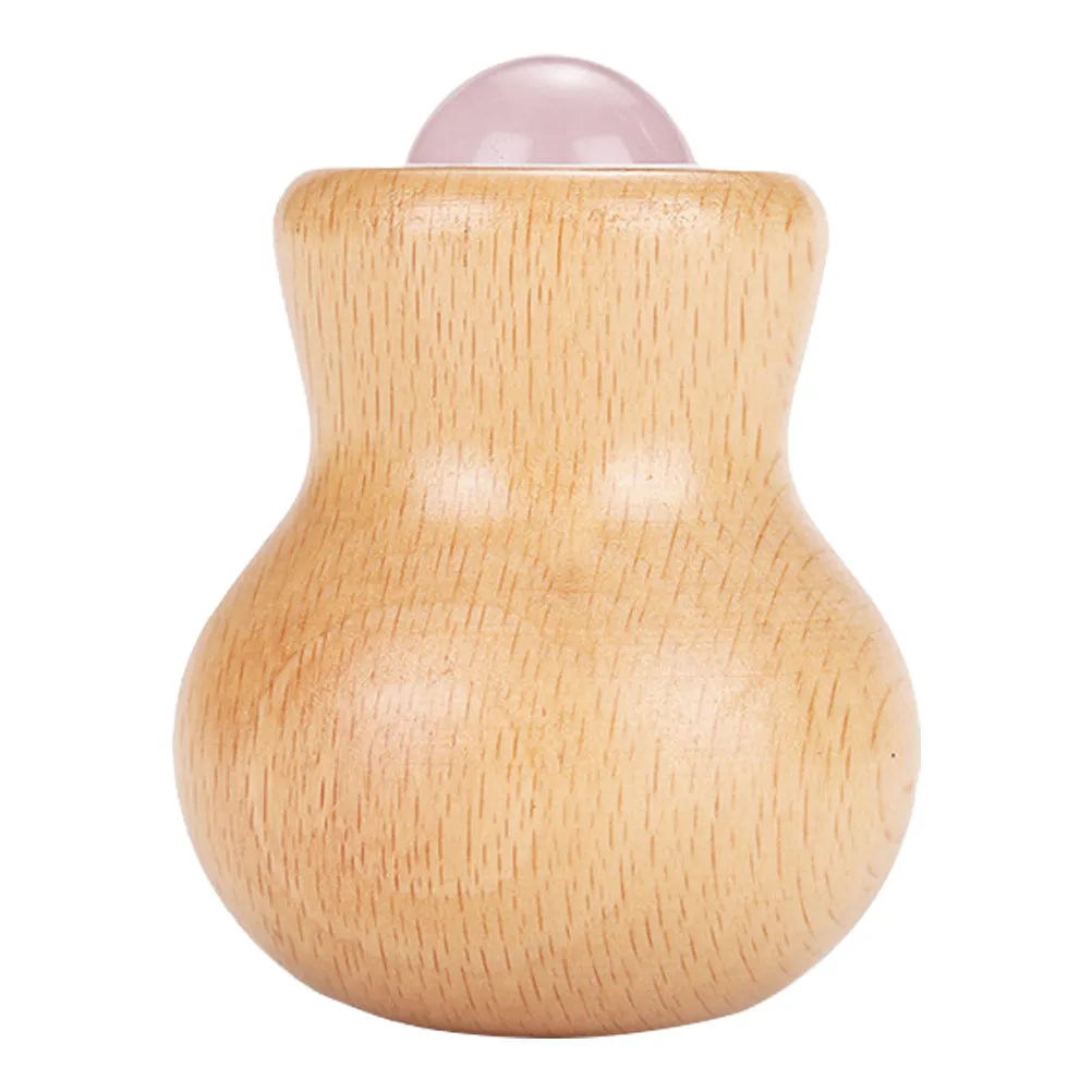 Jade Massage Facial Tool Wood Handle Face Neck Relief Muscle Soothing Roller Home Use Full Body Skin Care Massager