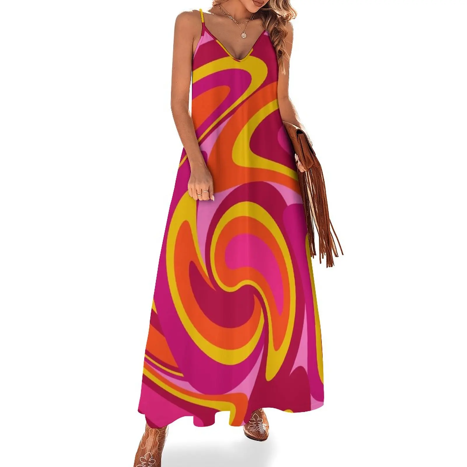 

Mid Century Modern Retro Design Sleeveless Dress beach dress elegant women's dresses for wedding