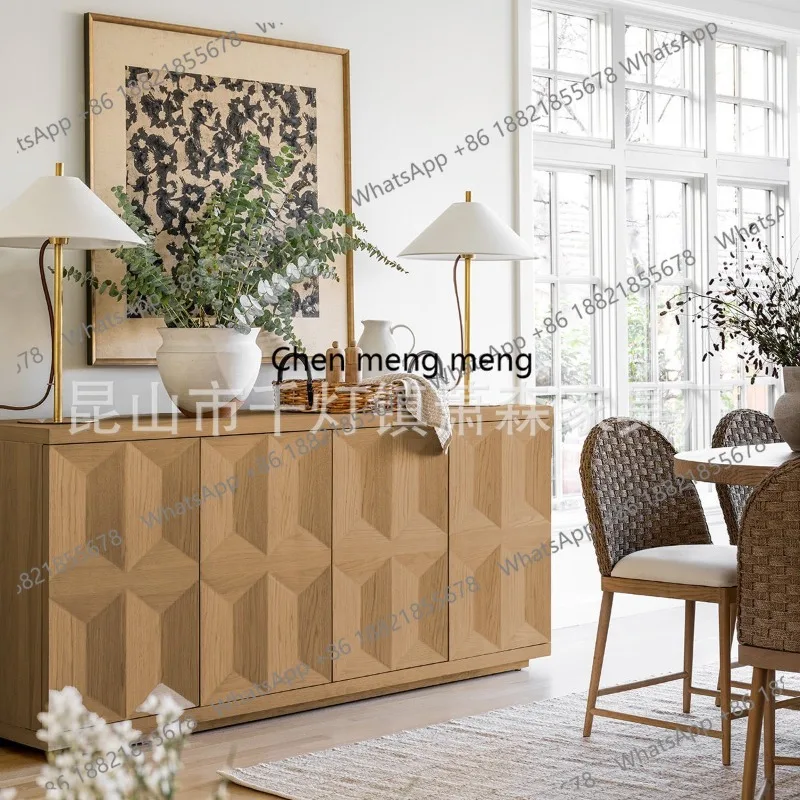 

Nordic simple solid wood dining side cabinet retro carved entrance cabinet medieval art TV chest cabinet