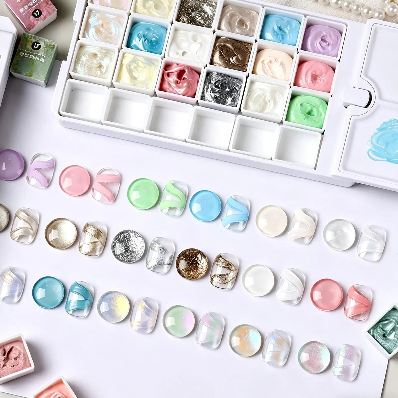 18-grid Gradient Quick Dry Long Lasting Palette Nail Gel Polishing Nail Patting Gel Metallics Gradient Blush Transfer Nail Blush