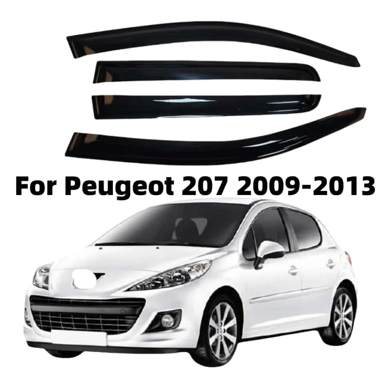 For Peugeot 207 2009-2013 Cars Accessories Window Visors Rain Sun Guard Vent Wind Deflector Weathershield Slim Moulding Trim