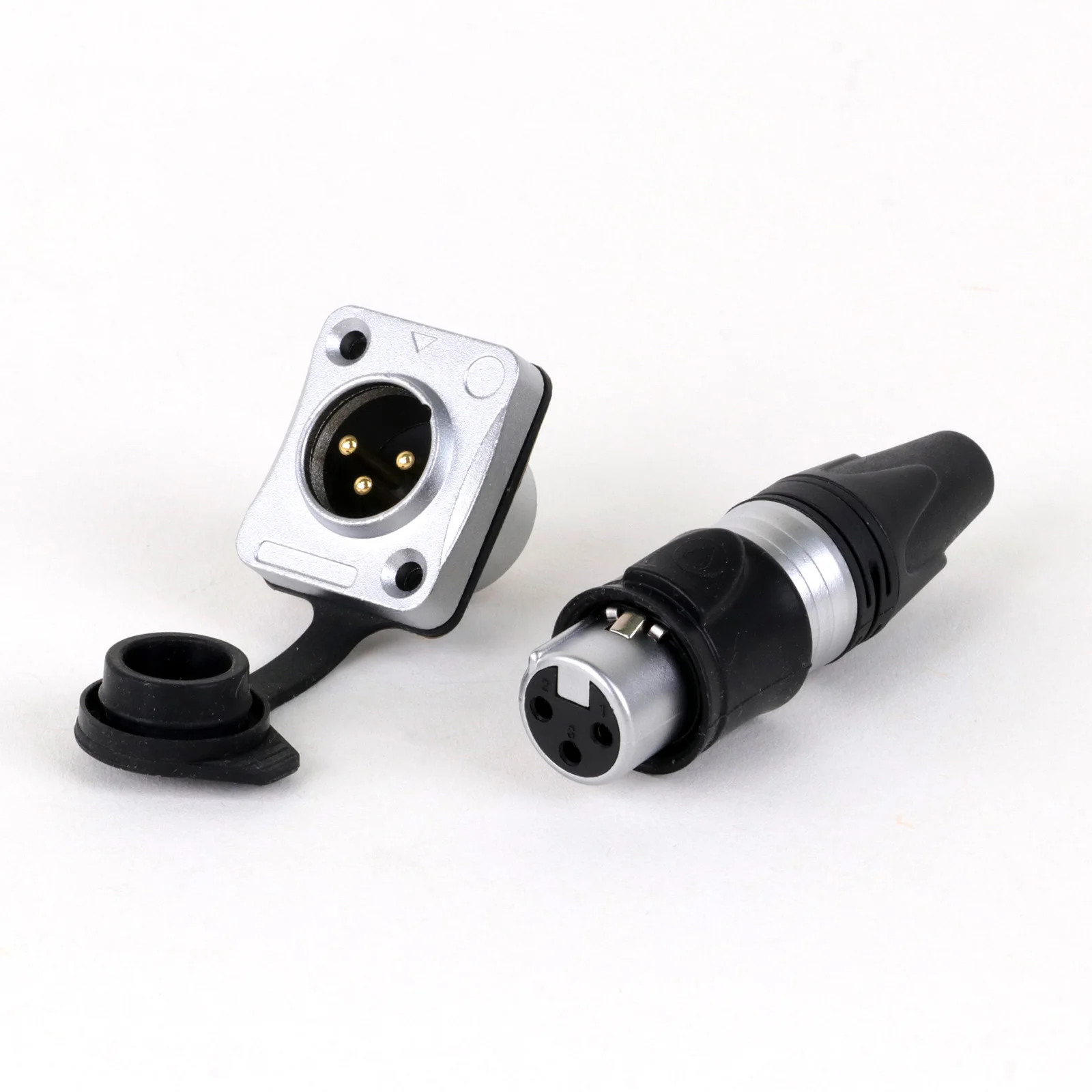 1pc/1set Waterproof 3Pin XLR Plug,Panel Mount Socket Adapter with Dustproof Cover Outdoor Performance Audio Wire Connector - view 5