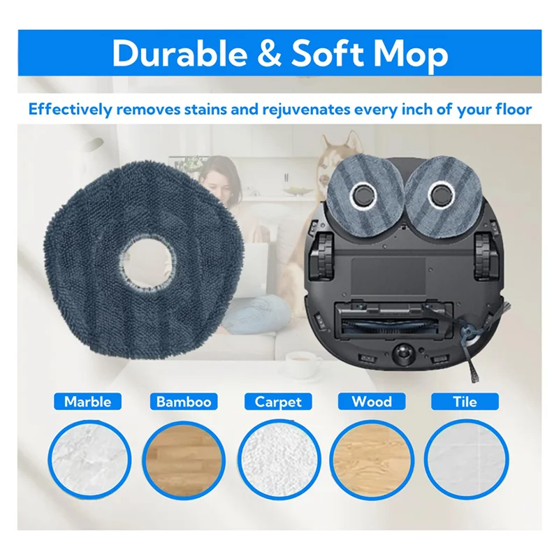 Aksesoris Suku Cadang Robot Vacuum ABVI-Fit Untuk Eufy X10 Pro Omni- Sikat Utama, Sikat Samping, Kain Pel, Filter HEPA, Tempat Debu