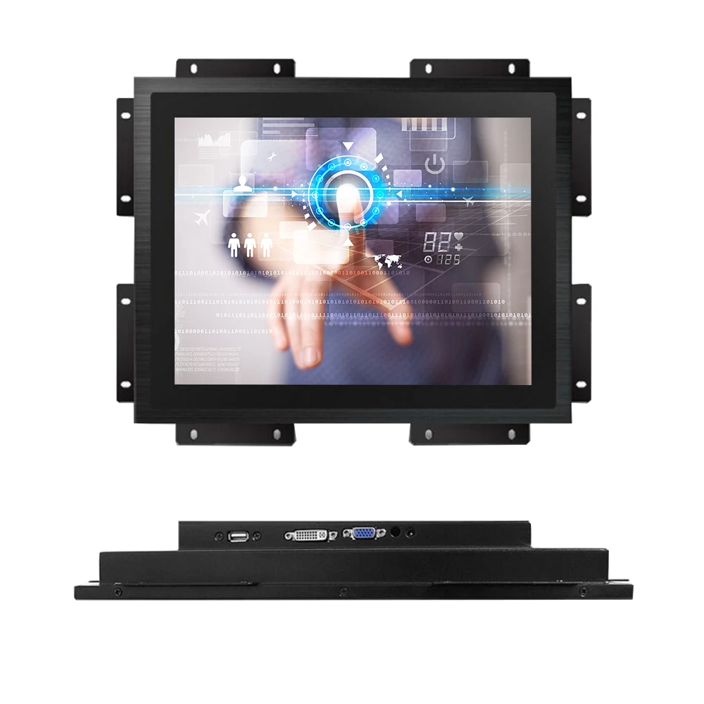 Front IP65 17 inch open frame true flat touchscreen LCD monitor with 1000nits sunlight readable