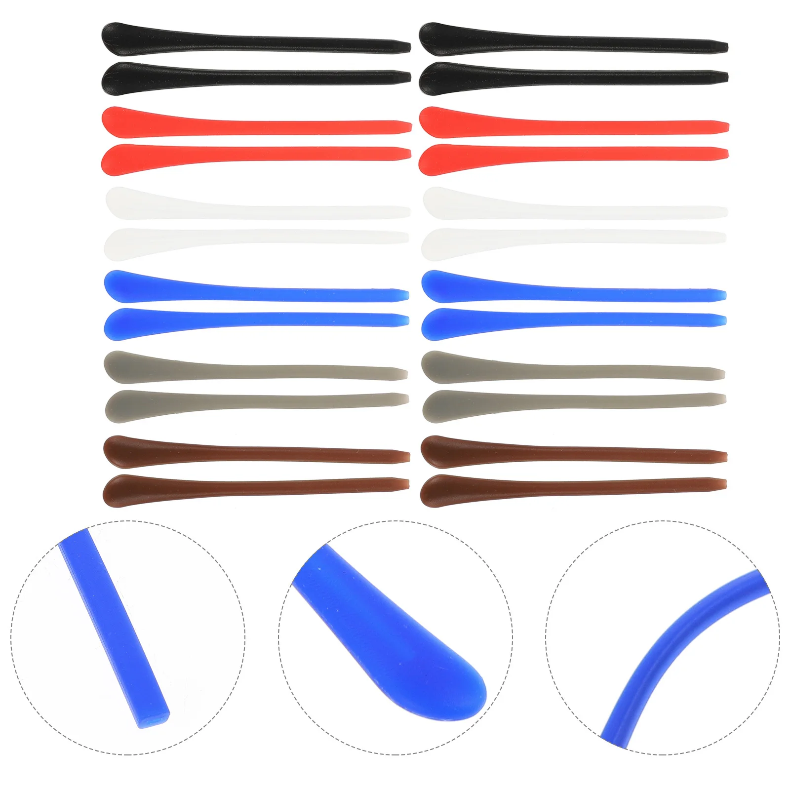 

12Pairs Eyeglass End Tips Silicone Anti-Slip Cushions Ear Grips for Running Climbing Riding Daily Wear Eyeglass Ear Cushions