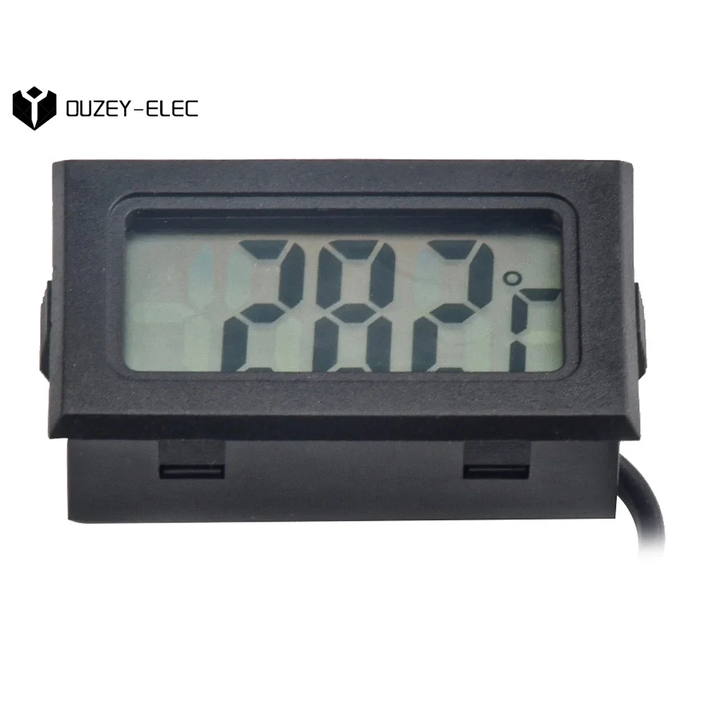 The Embedded Electronic Digital Display Thermometer LCD Display Electronic Temperature Hygrometer for Vehicle Fish Tank Aquarium