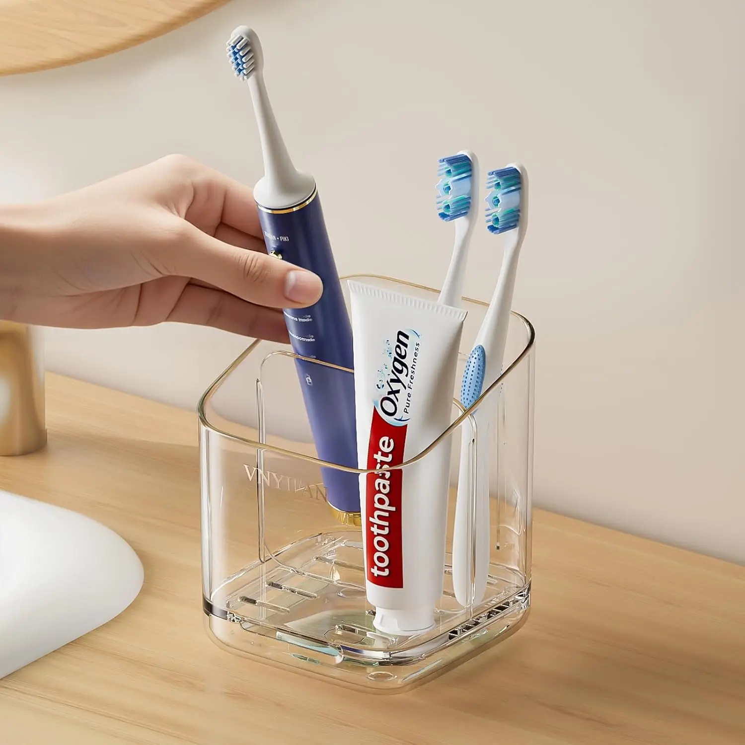 3 Slots Toothbrush Holders with Detachable Dividers for Bathrooms
