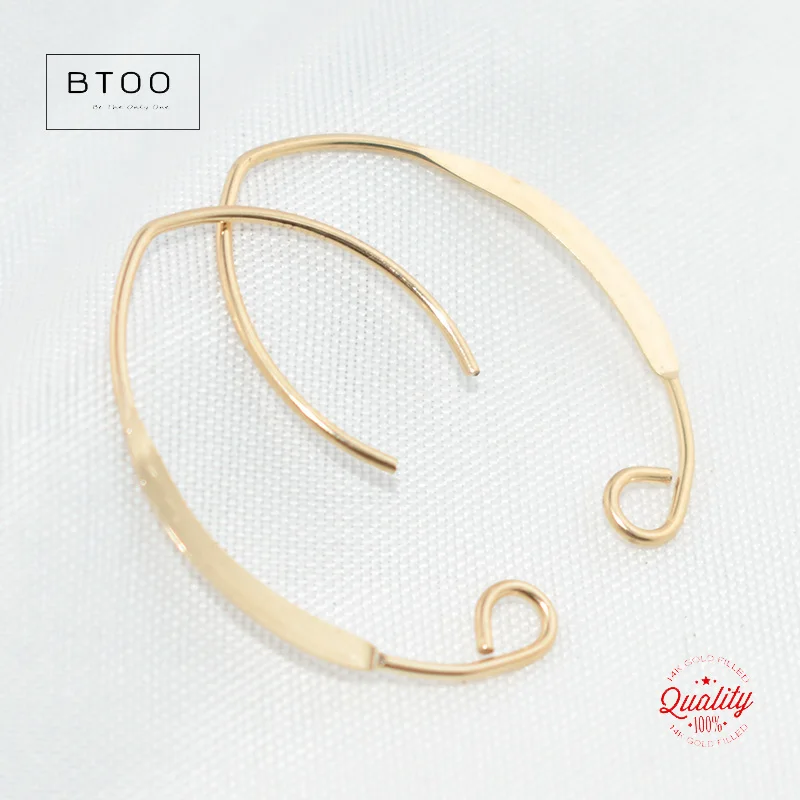 100% 14K Gold Filled V Shape Flattened Earwire .030