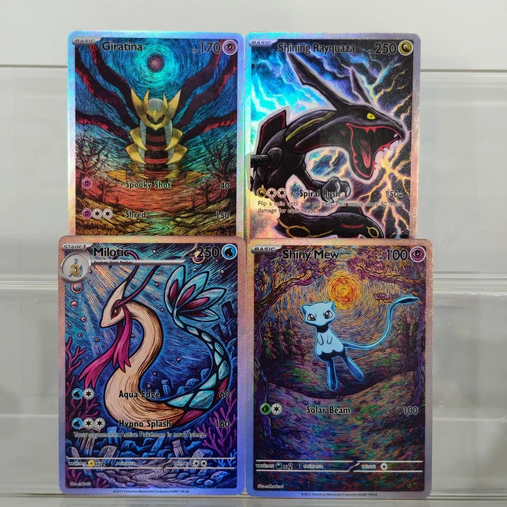 

Hot Pokemon TCG DIY Card Giratina Shining Rayquaza Milotic Shiny Mew 2026 Texture Foil SAR Rare Ver. Anime Collectible Game Card