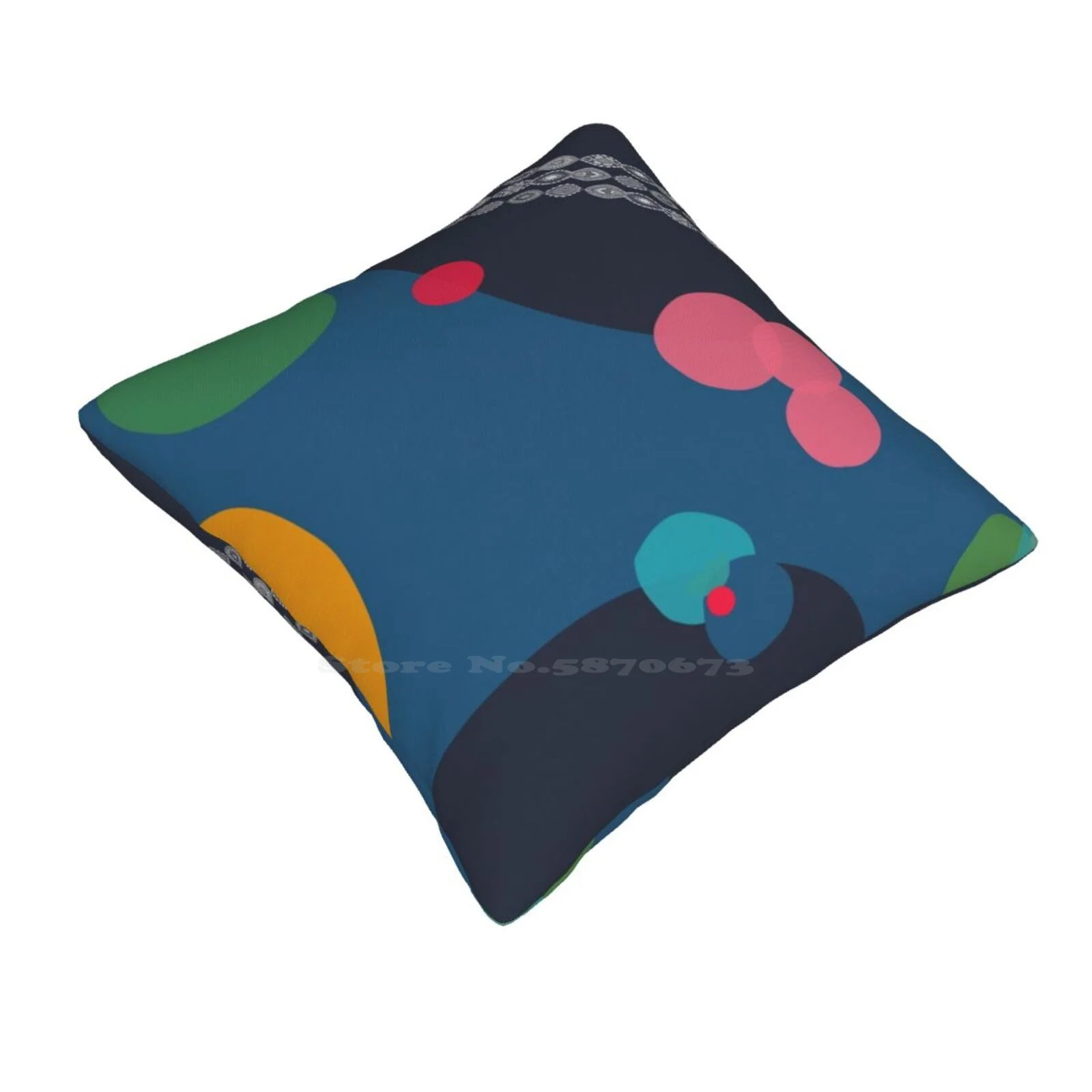 Thirteen Throw Cushion Pillow Cover Abstract Shape Circle Blue Green Aqua Orange Pink Red Navy Modern Pattern Spot Space