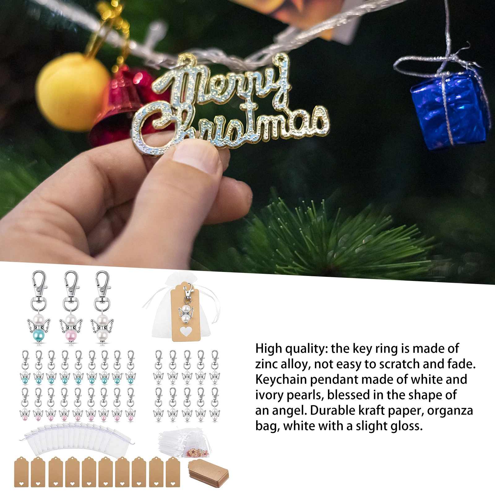 32 Pieces Metal Keyring Car Keychain Key Ring Guardian Angel Pendant Mini Star Pendant Key Ring Lucky Guest Gift Wedding 4