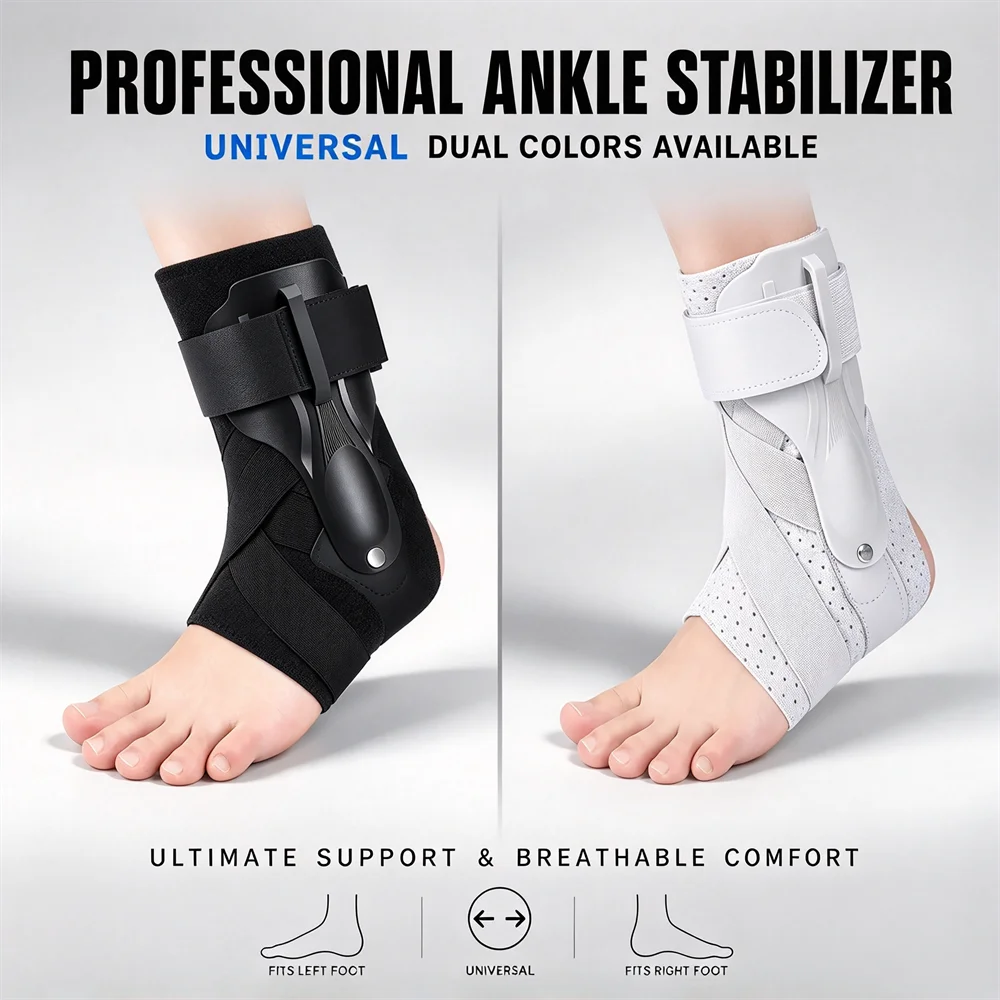 Lightweight Ankle Brace with Side Stabilizers Adjustable Support for Sprained Ankle Recovery Tendonitis Breathable for Men Women