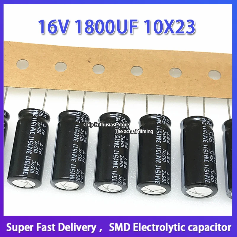 10PCS การสอบสวนนำเข้าอลูมิเนียม Electrolytic Capacitor 16v1800uf 10*23 Ruby Zlh สูงความถี่และยาว16V 1800UF 10X23