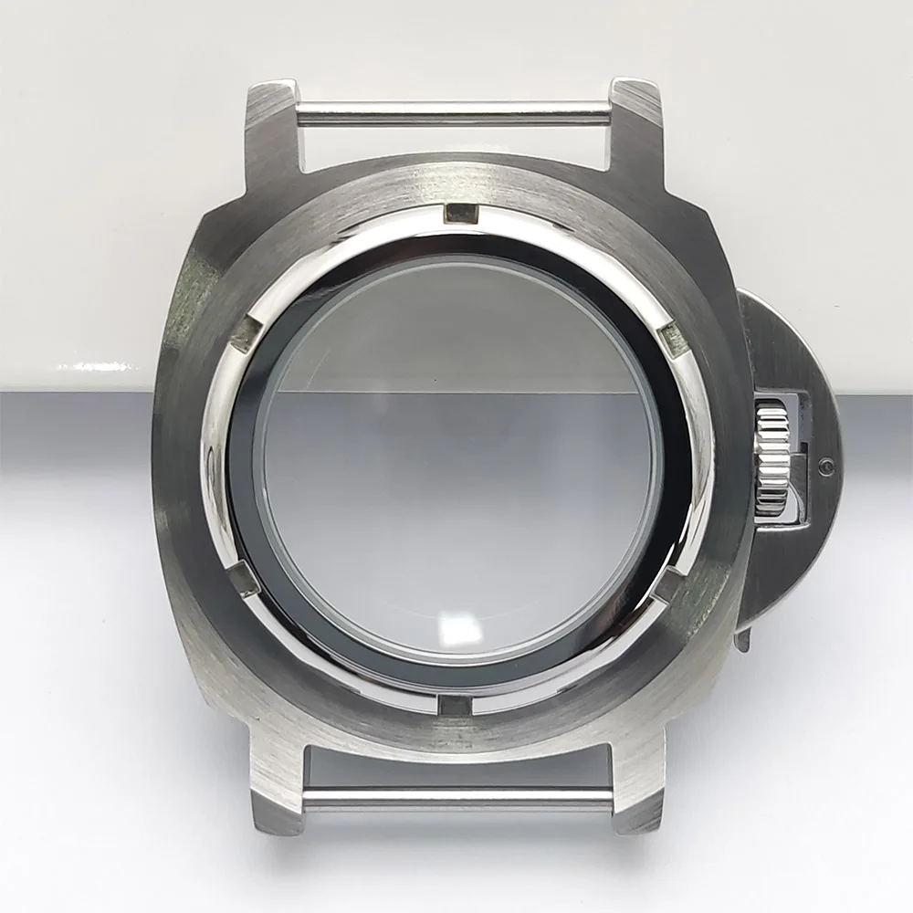 حافظة ساعة NH35 فضية 40 ملم حافظة كريستال ياقوت 5ATM مناسبة مع حافظة مقبض لقرص NH35 NH36 4R36 عيار 28.5 ملم.