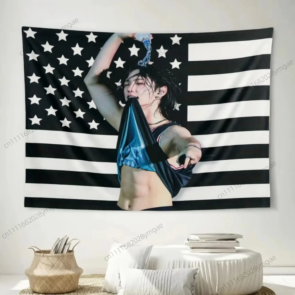 Unique Poster Tapestry SKZ F-Felix American Flags Wall Hanging Tapestries Aesthetic Bedroom Background Cloth Kpop Banners Decor view 5